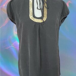 Beth Bowley Black Blouse with Gold Accents